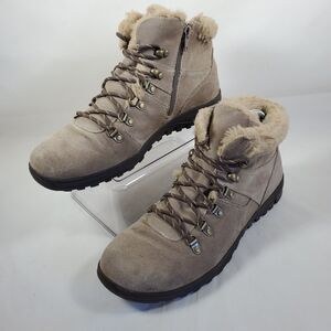 Earth Terrain Hiker Faux Fur Lined Lace-Up Hiking Boots Women's 11 M Taupe